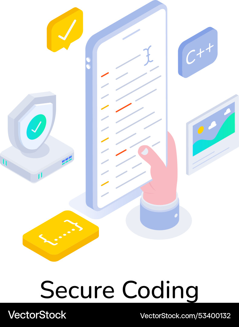 Basic rgban isometric icon of secure coding vector image
