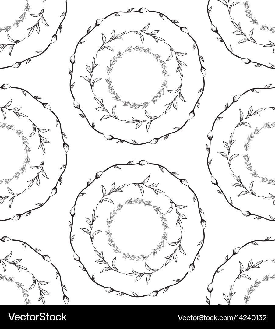 Botanical Branch Circle Pattern Vector Image