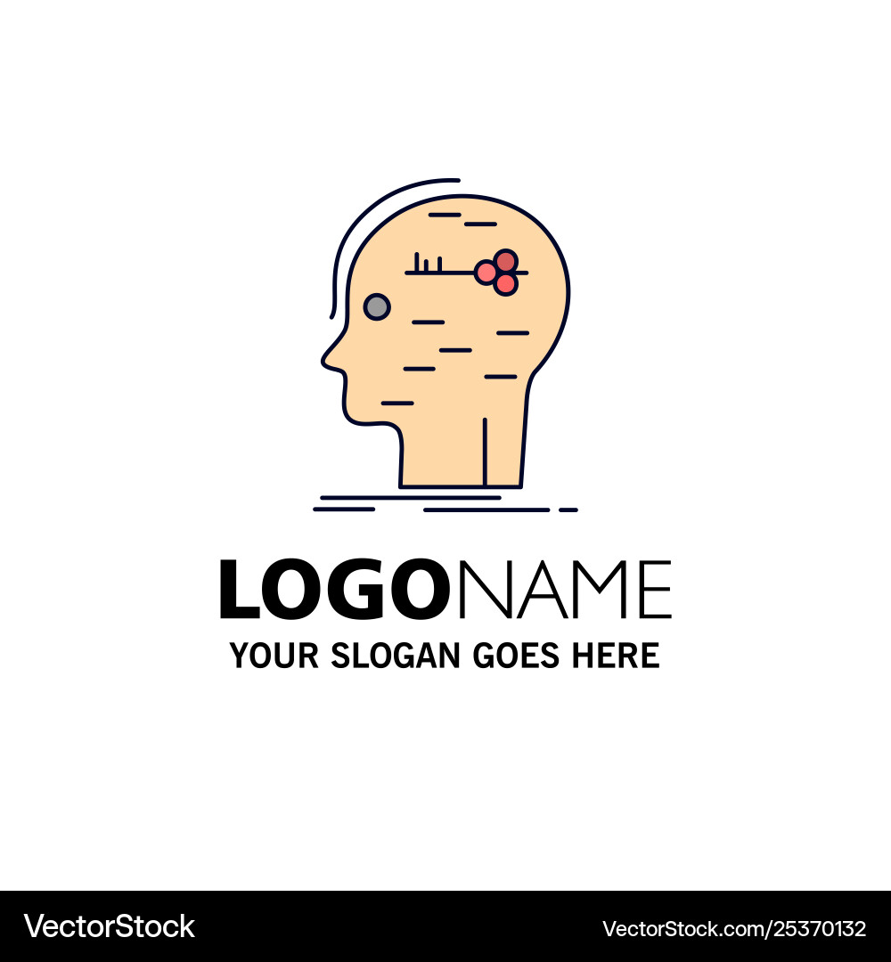 Brain hack hacking key mind flat color icon Brain hack hacking key mind flat color icon vector image