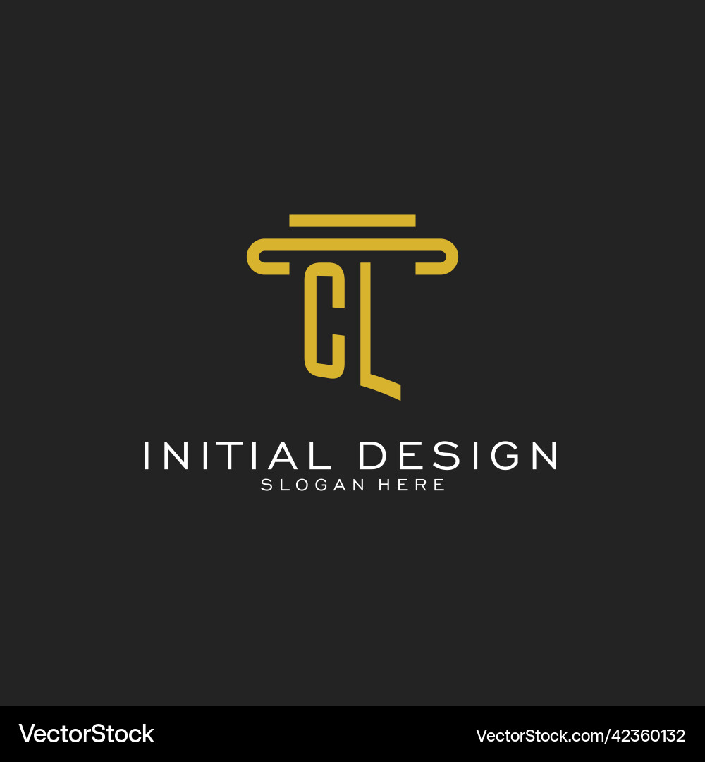 Cl initial logo with simple pillar style design Cl initial logo with simple pillar style design Vector Image