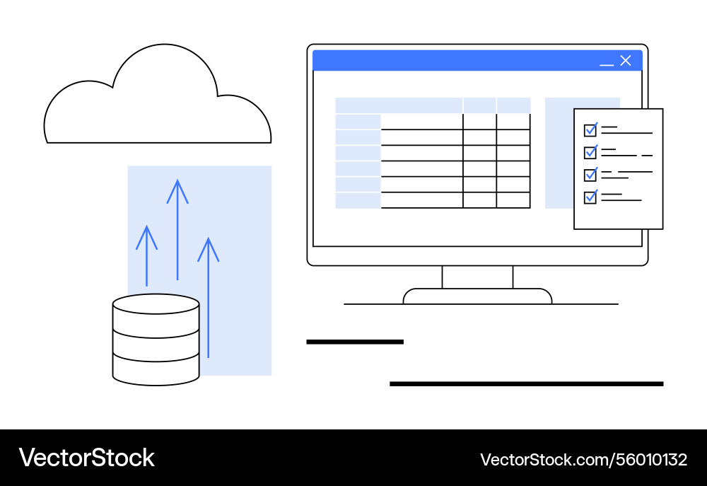Cloud data upload and task management interface Cloud data upload and task management interface Vector Image