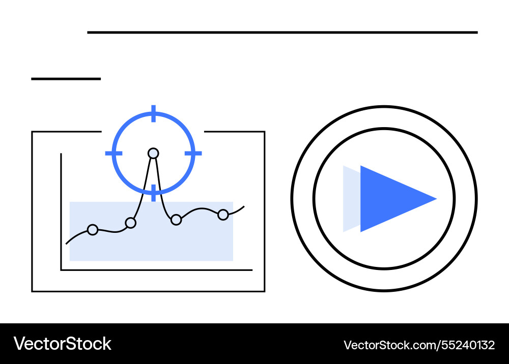 Data analytics with target focus and play button Data analytics with target focus and play button Vector Image