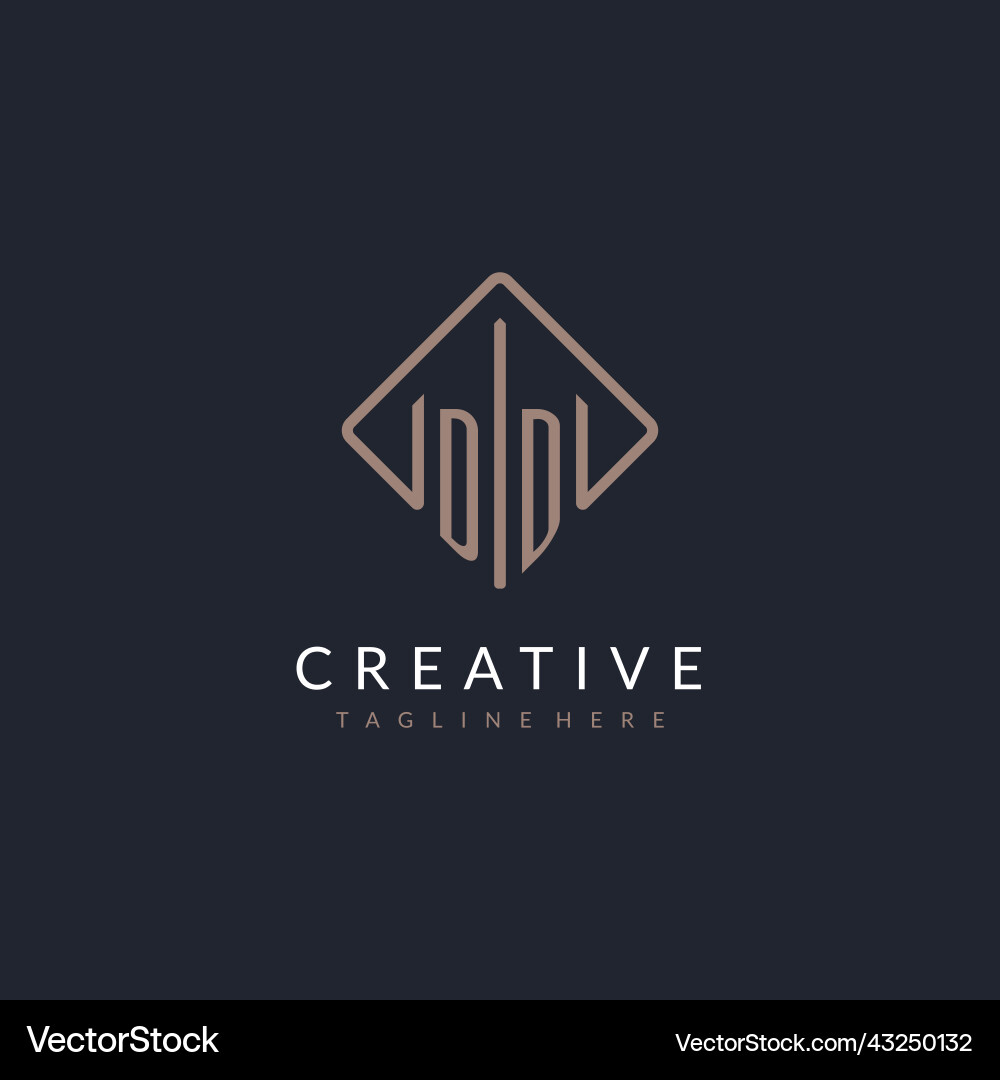 Dd initial logo with curved rectangle style design Vector Image