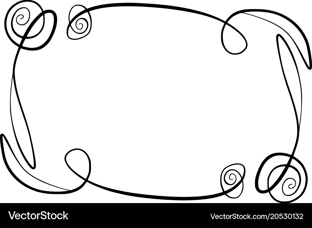Flourish frame rectangle with squiggles vector image