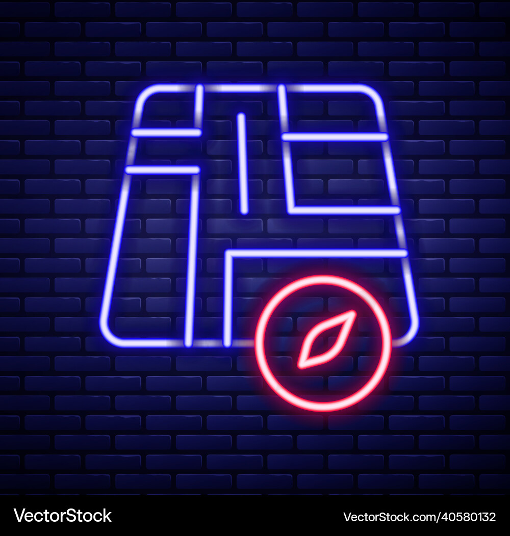 Glowing neon line map pointer with taxi car icon Vector Image