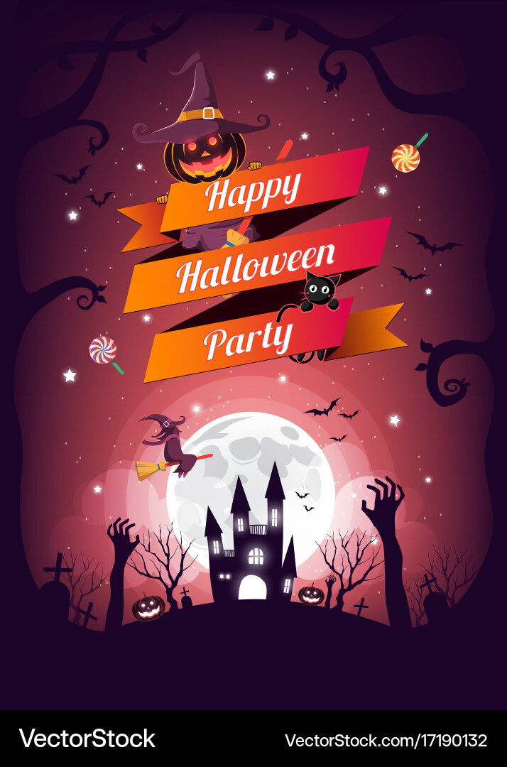 Halloween character and element design background Vector Image