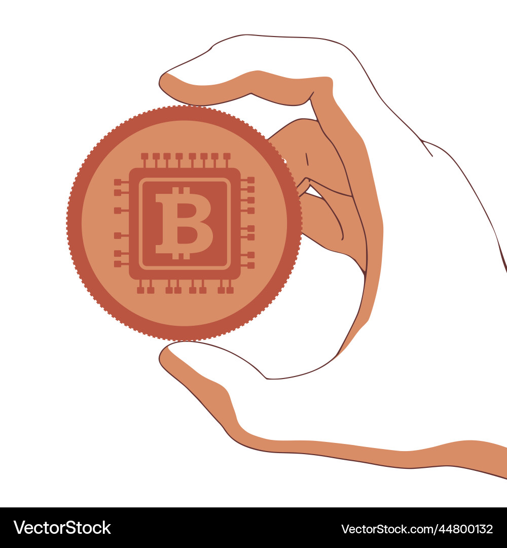 Hand holding bitcoin crypto currency symbol – Royalty-Free Vector |  VectorStock