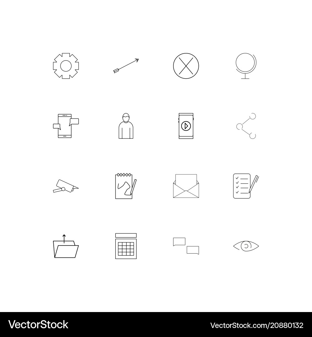Internet technologies linear thin icons set vector image