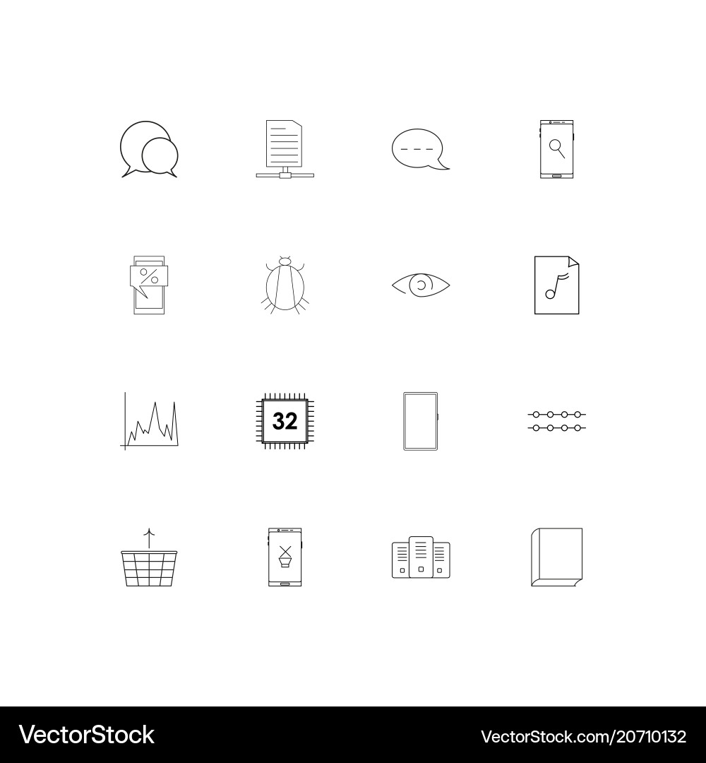 Internet technologies simple linear icons set Vector Image