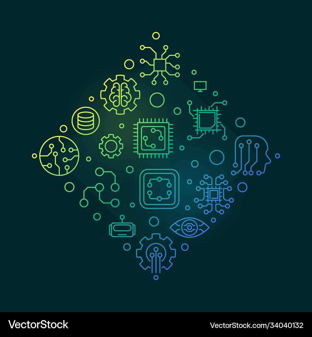 Machine learning concept outline colored Machine learning concept outline colored vector image