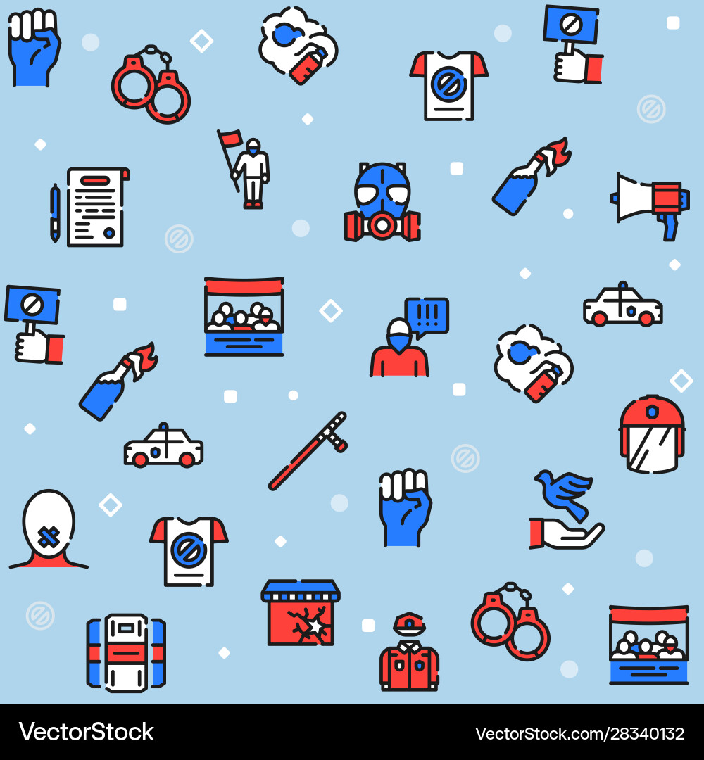 Protests items color linear icons set Protests items color linear icons set vector image