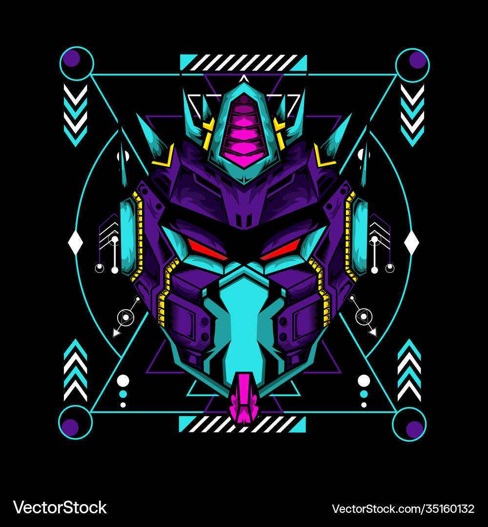 Robot mask with sacred geometry pattern vector image
