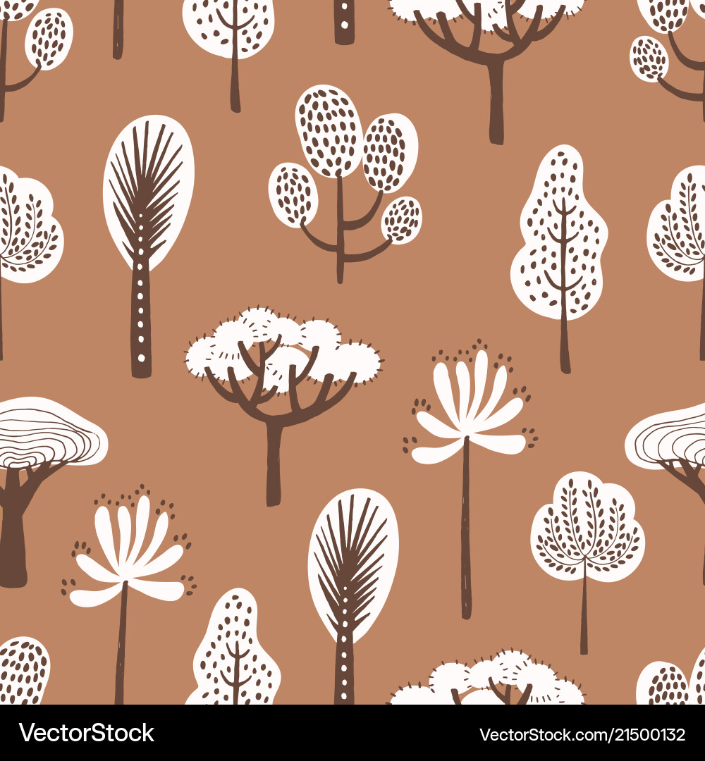 Seamless pattern with various hand drawn trees Seamless pattern with various hand drawn trees vector image