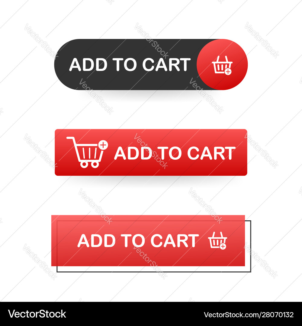 Set add to cart icon shopping stock Set add to cart icon shopping stock vector image
