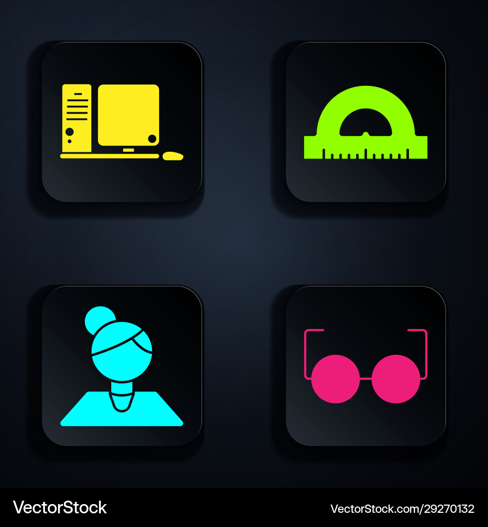 Set glasses computer monitor with keyboard Set glasses computer monitor with keyboard vector image