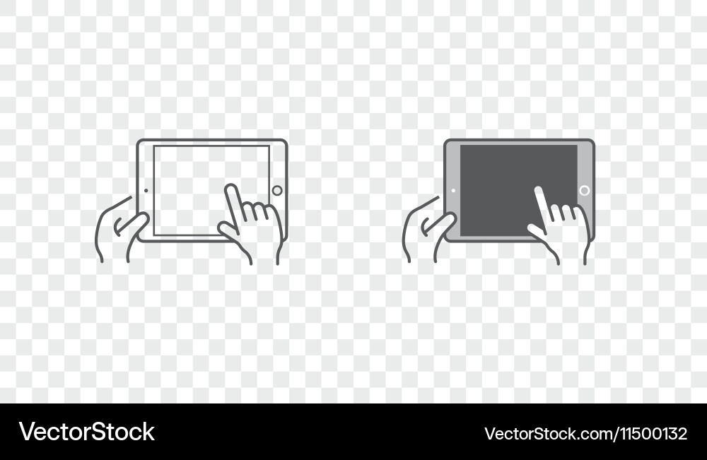 Set icons with hands holding smart device vector image