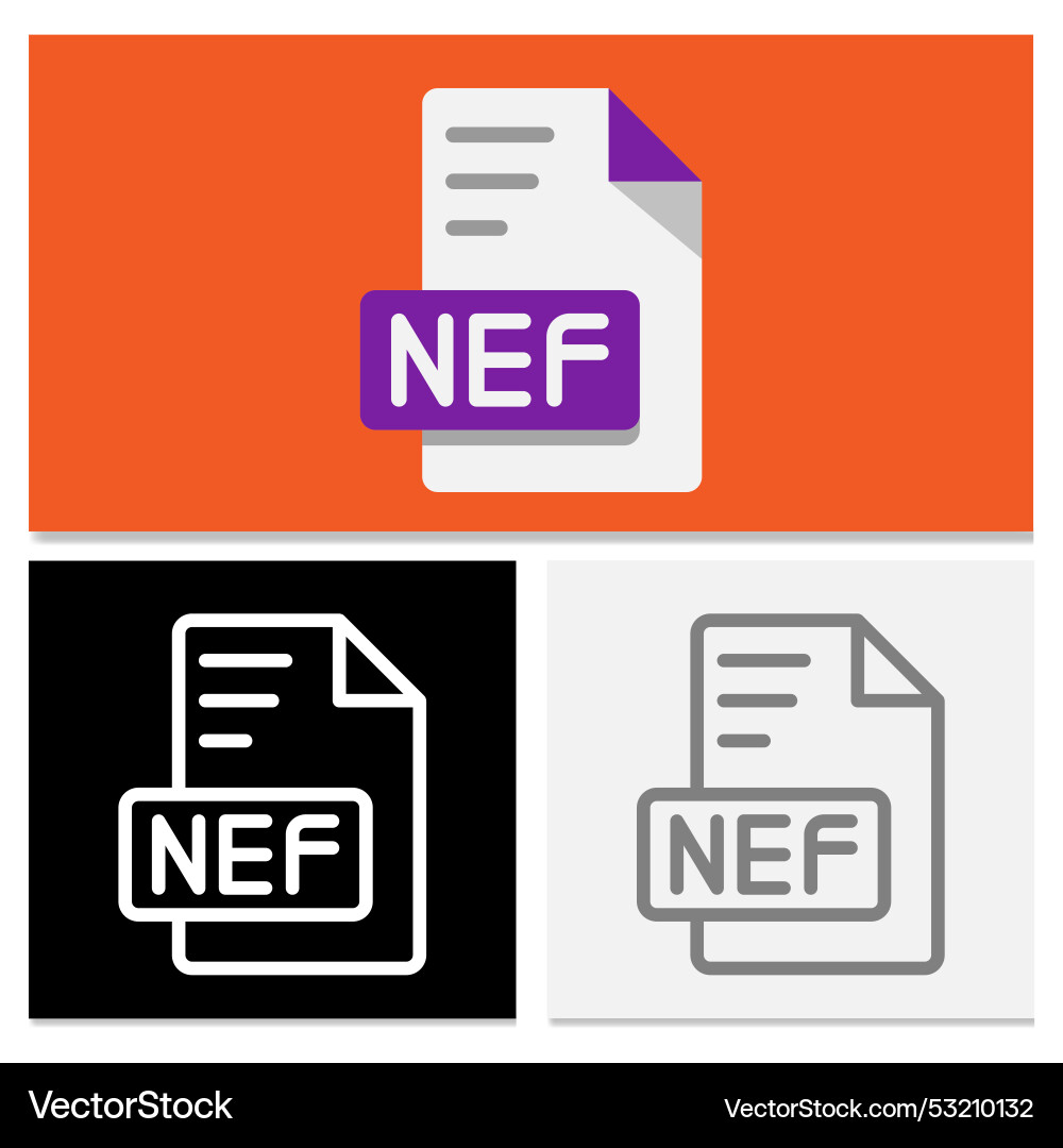Set nef document file format easy to customize vector image