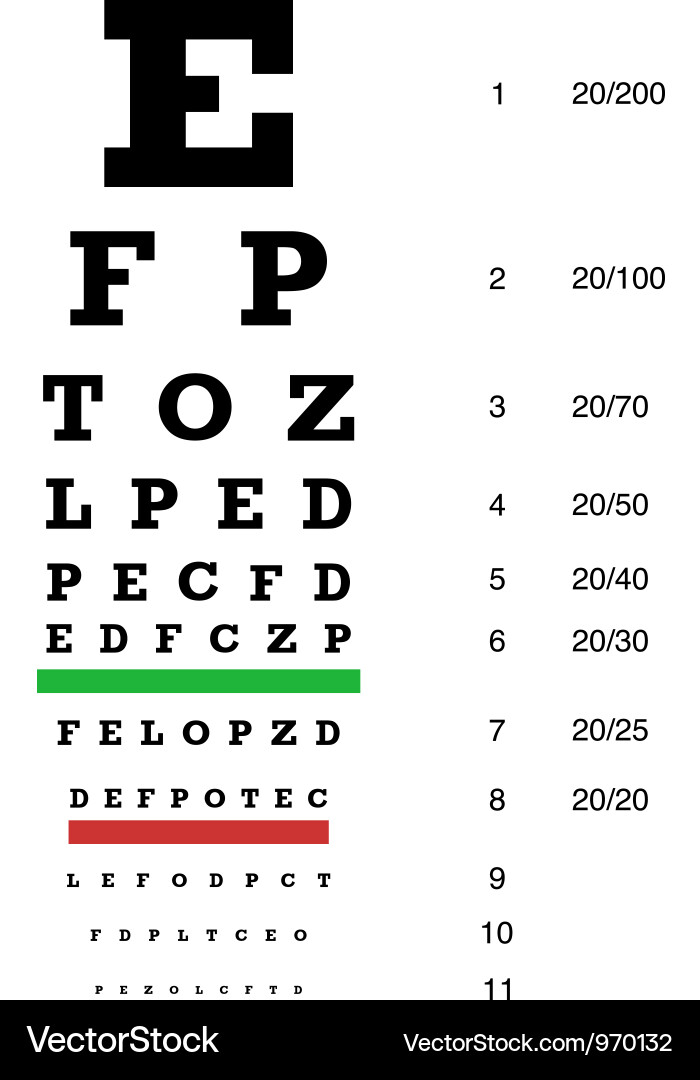 Snellen chart preview Royalty Free Vector Image