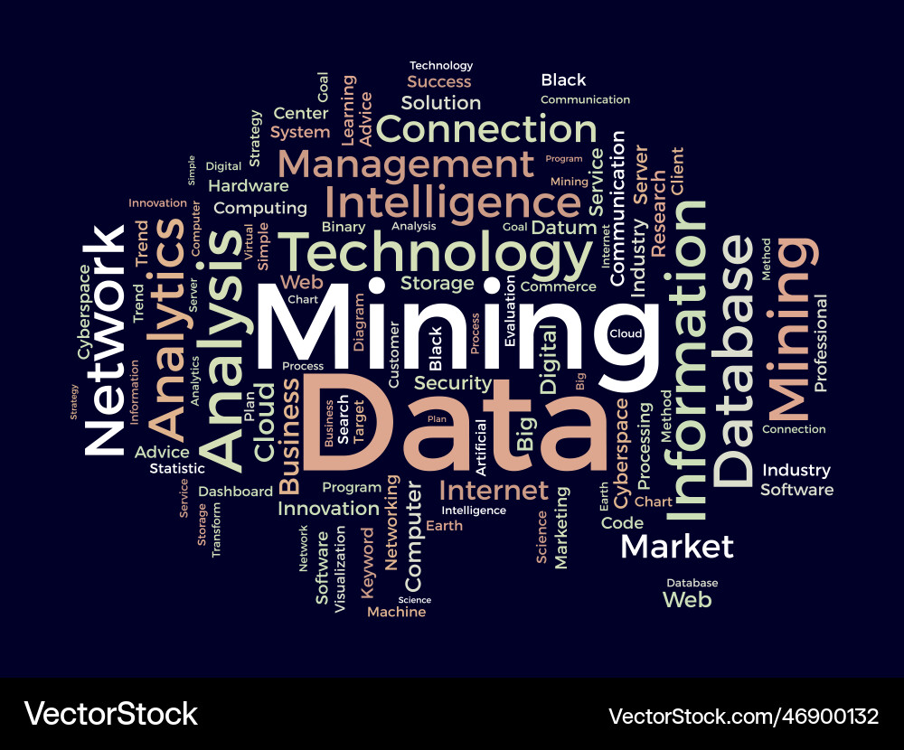 Word cloud background concept for data mining Vector Image