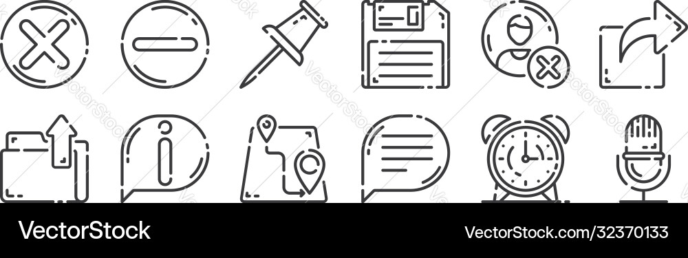 12 set linear user interface icons thin 12 set linear user interface icons thin vector image