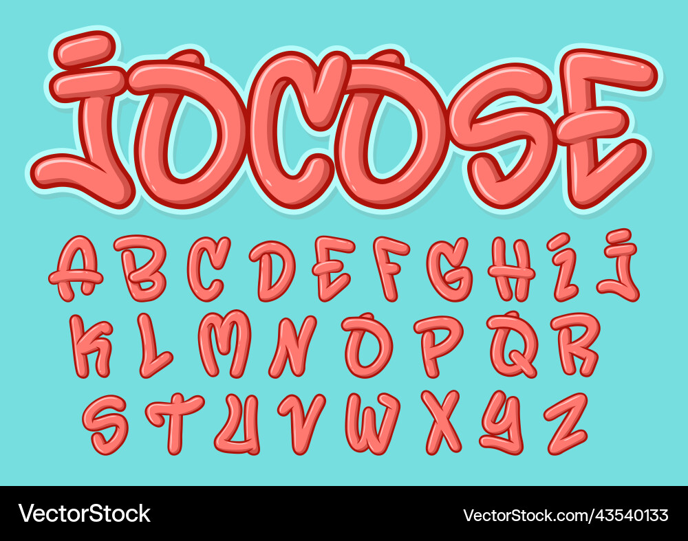 Alphabet balloons cute graffiti cartoon ill Alphabet balloons cute graffiti cartoon ill vector image