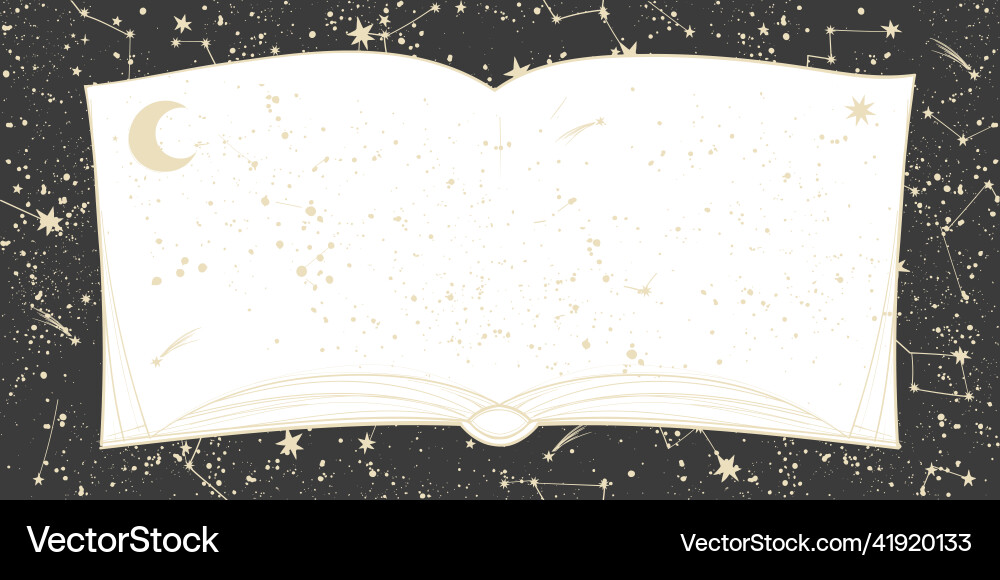 Celestial Open Book with Moon Vector Image