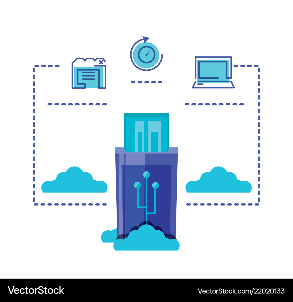 Cloud computing network with usb memory Vector Image