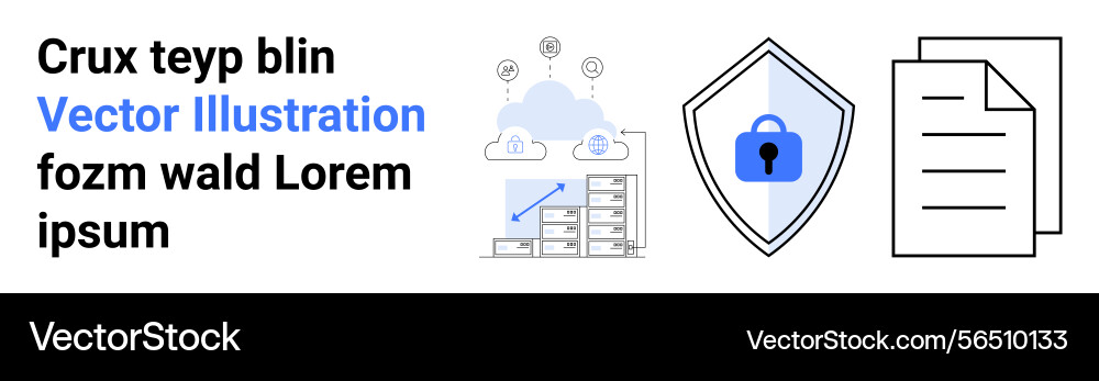 Cloud Datensicherheitsschild mit sicherer Datei Vektorbild