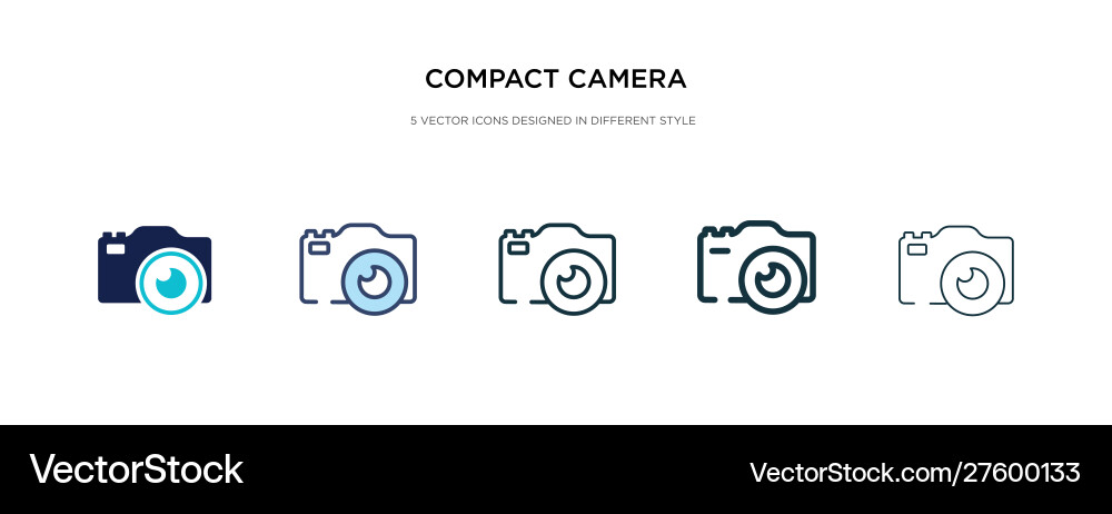 Compact camera icon in different style two Compact camera icon in different style two Vector Image