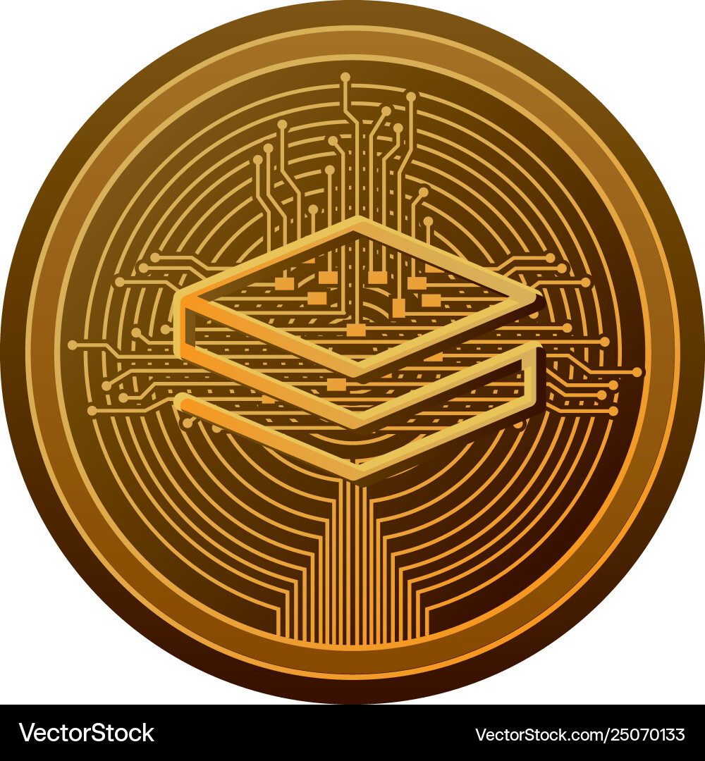 Cryptocurrency stratis coin with circuit lines vector image