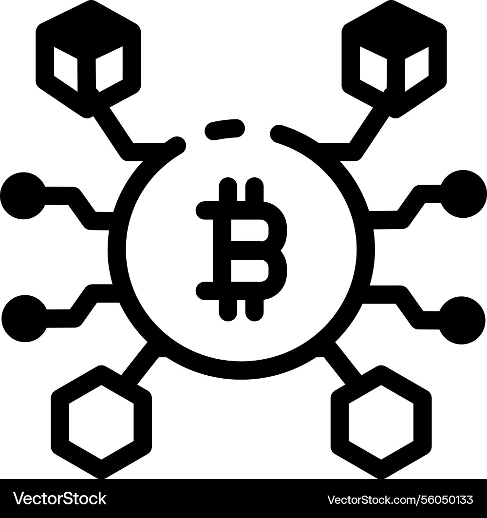 Digital bitcoin network icon in linear style Vector Image