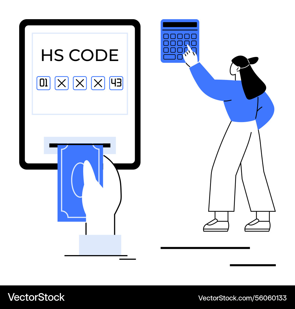 Digital payment system with hs code input Vector Image