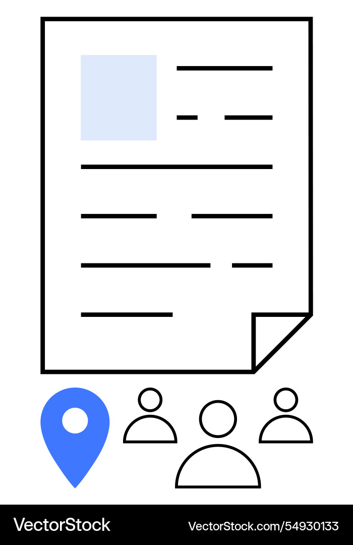 Document with location marker and team icons Vector Image