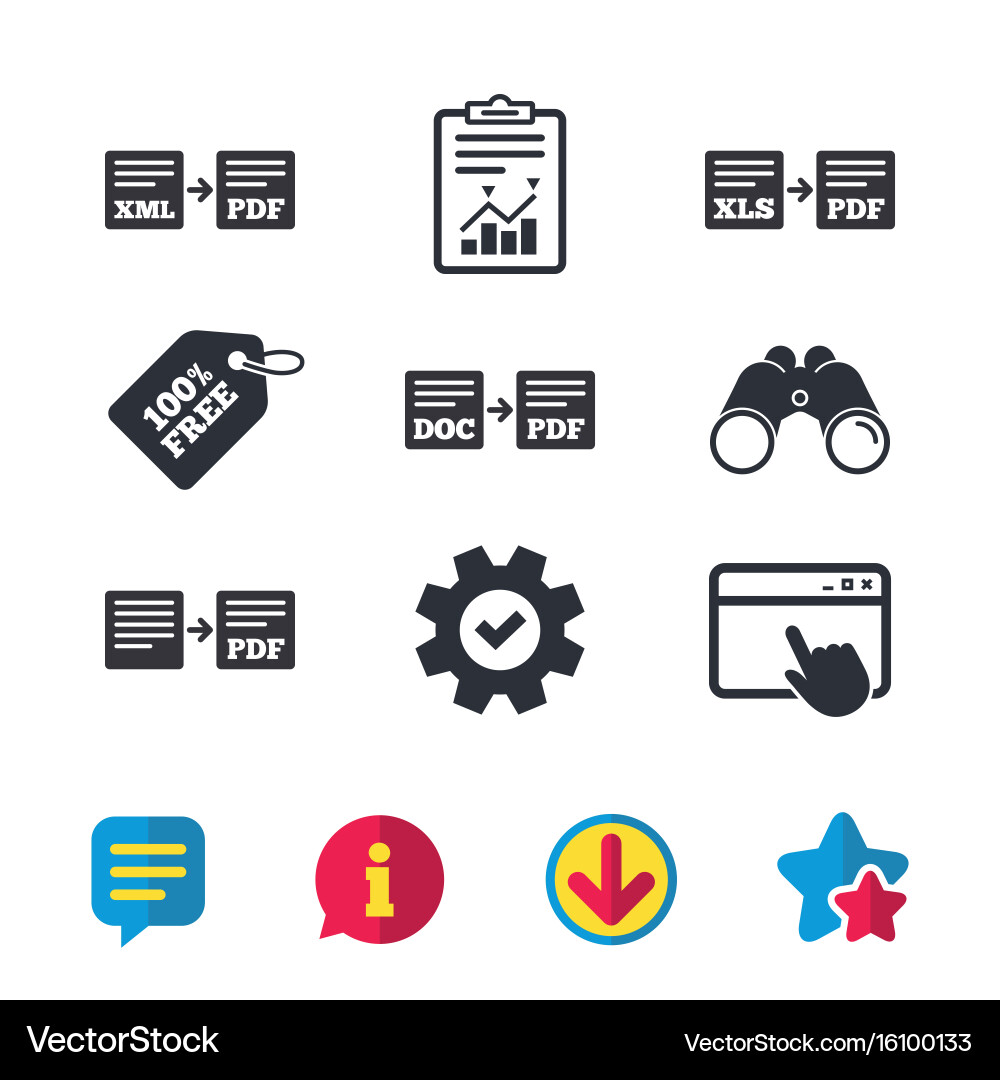 Export file signs convert doc to pdf symbols Vector Image