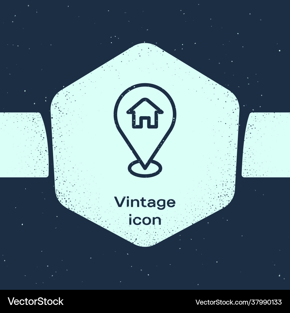 Grunge line map pointer with house icon isolated Grunge line map pointer with house icon isolated vector image
