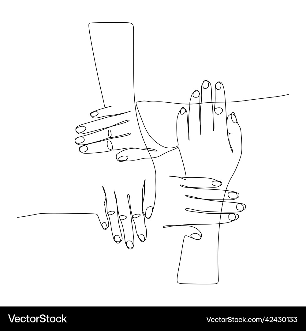 Hands holding each other gesture continuous line Hands holding each other gesture continuous line vector image
