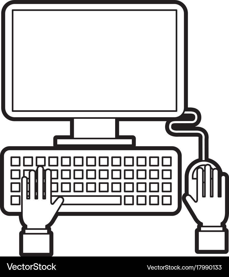 Hands Programmierer Schreibarbeit Tastaturtechnologie vektorbild