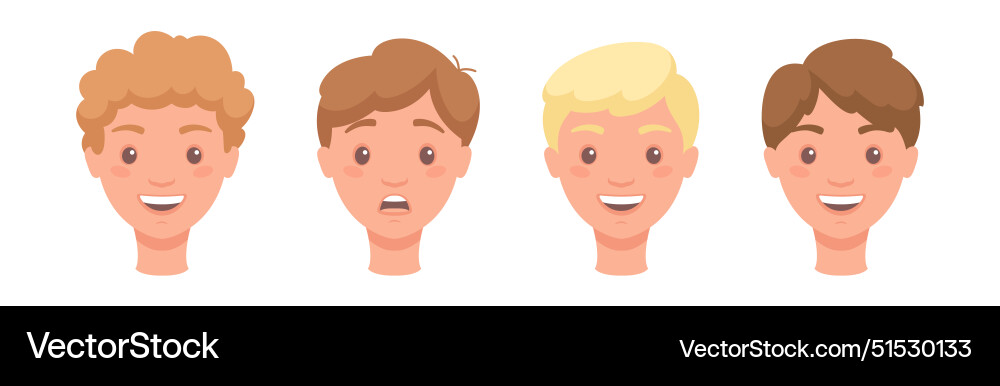 Man head showing face expression and emotion front Man head showing face expression and emotion front vector image
