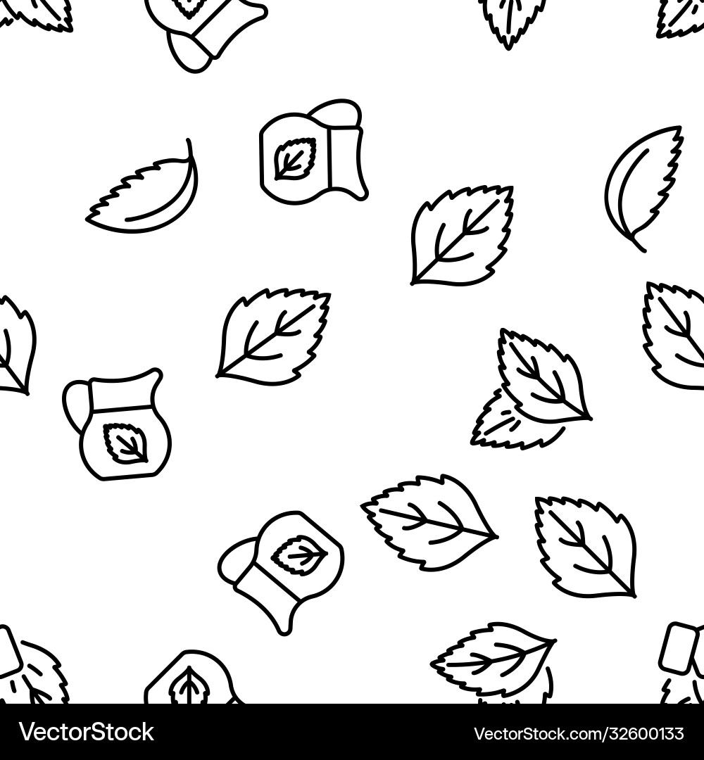Mint refreshing leaf seamless pattern Mint refreshing leaf seamless pattern vector image