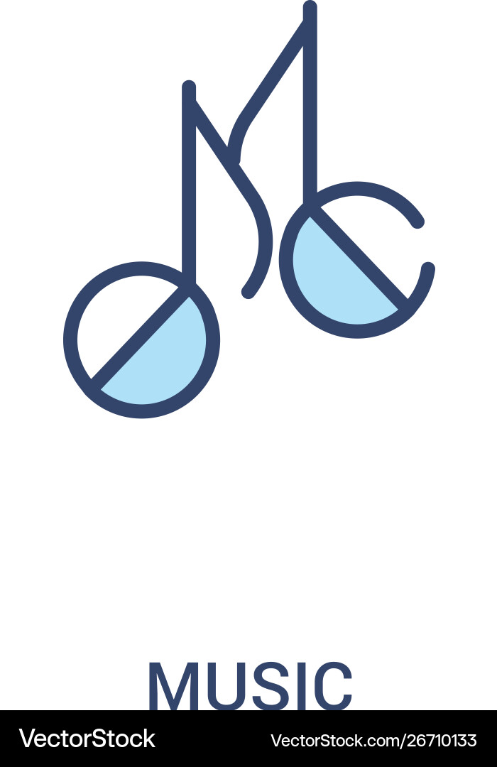 Music concept 2 colored icon simple line element Music concept 2 colored icon simple line element vector image