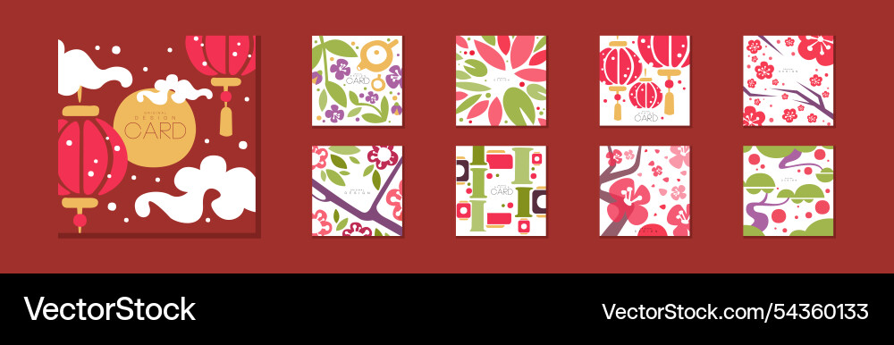Original card design with japanese or chinese Vector Image