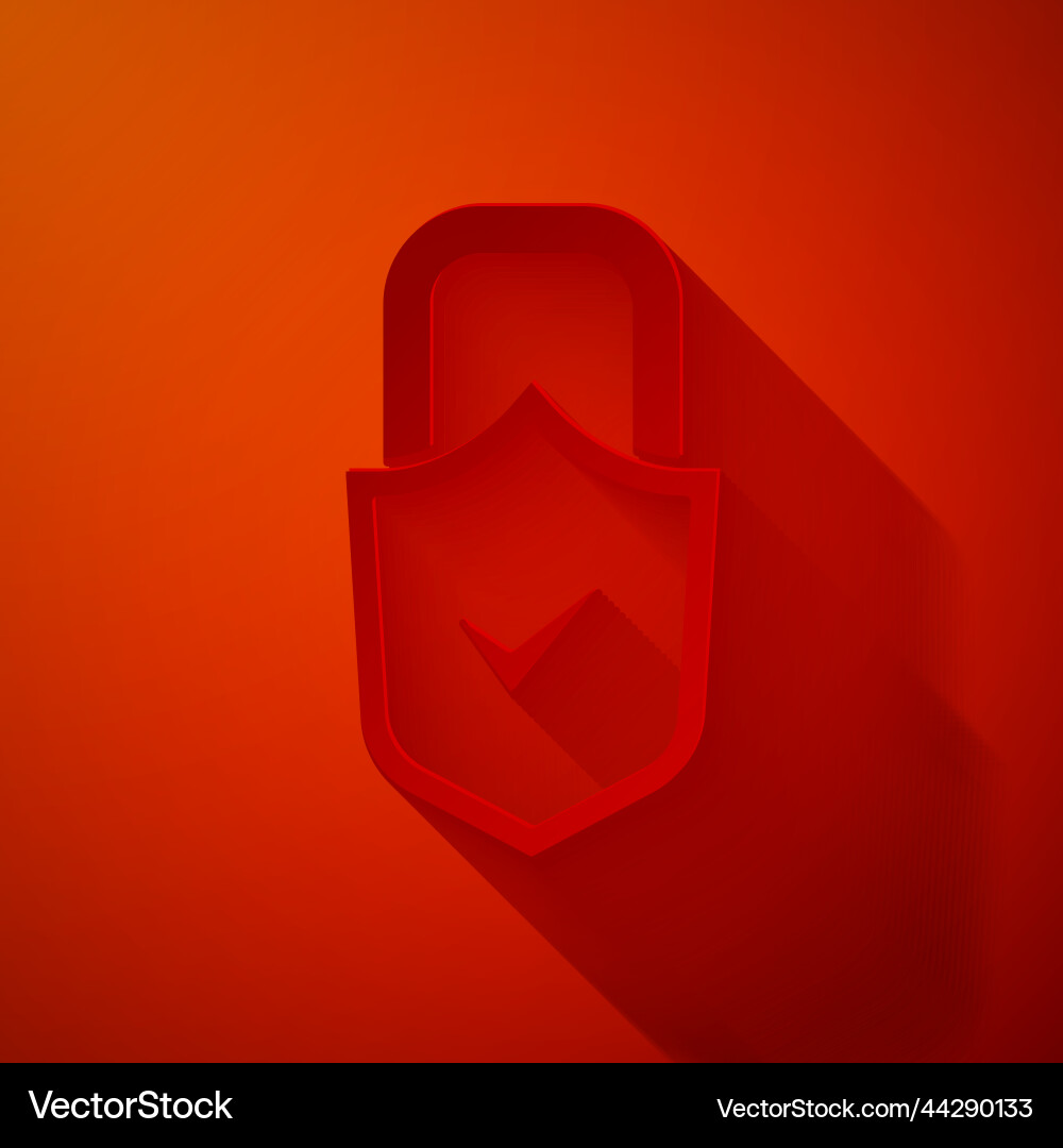 Paper cut open padlock and check mark icon Paper cut open padlock and check mark icon Vector Image