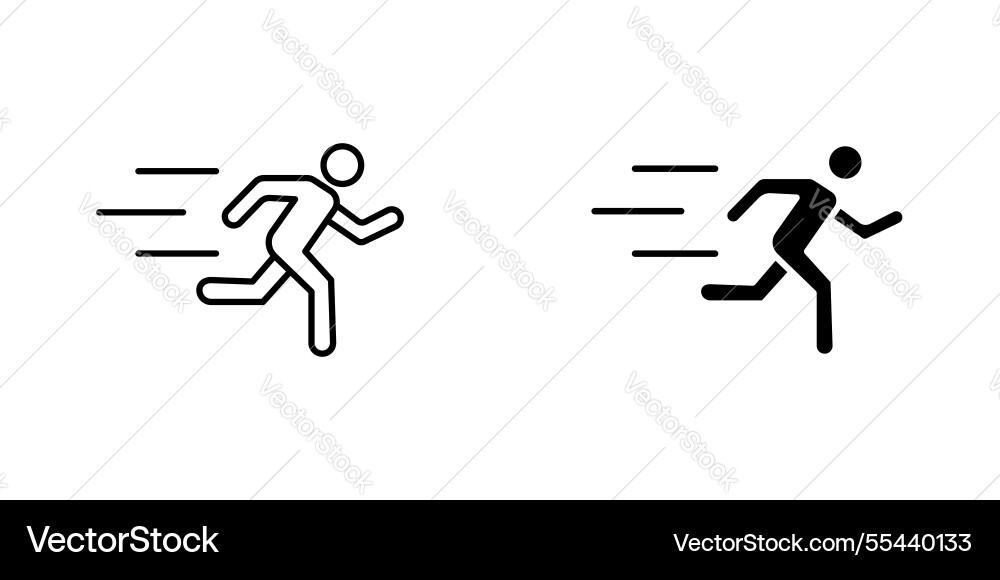 Running icons stroke line and black solid Vector Image