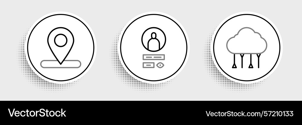Set line network cloud connection location Set line network cloud connection location vector image