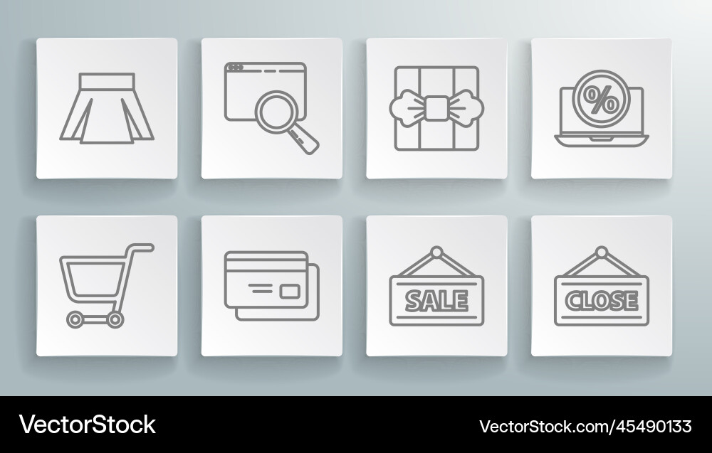 Set line shopping cart search browser window Set line shopping cart search browser window vector image