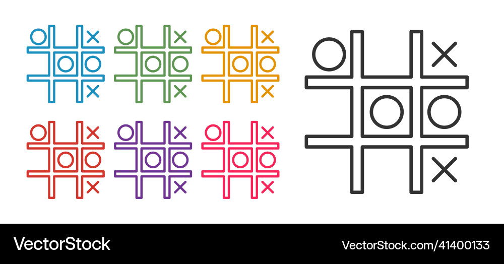 Set line tic tac toe game icon isolated on white Set line tic tac toe game icon isolated on white vector image