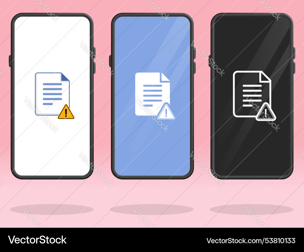 Smartphone file triangle document caution symbol Smartphone file triangle document caution symbol vector image