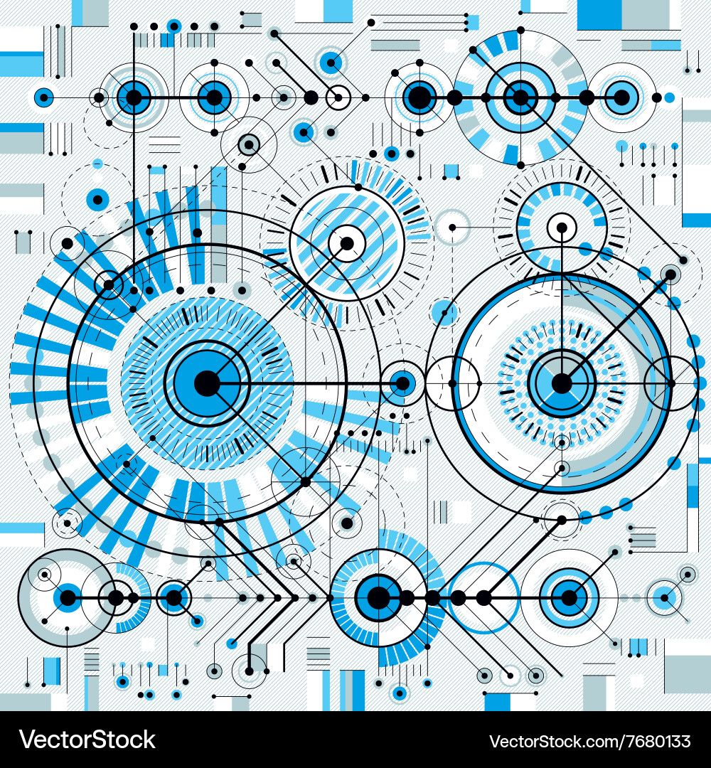 Technical drawing with dashed lines and geometric vector image