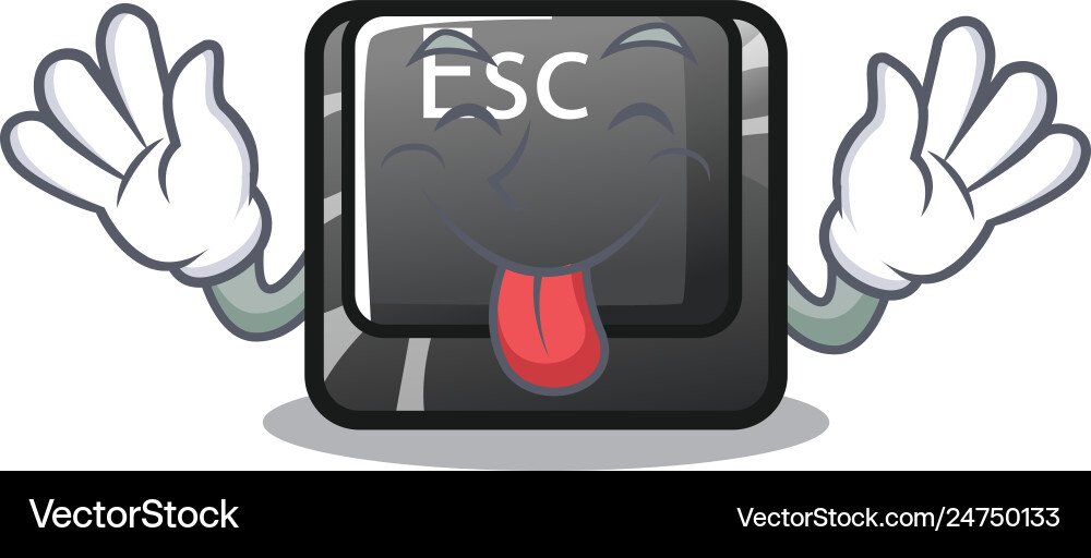 Tongue out button esc isolated in character vector image