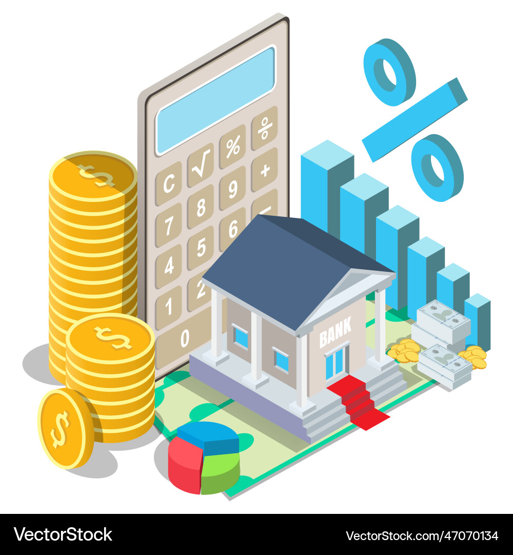 Bank rates and services 3d Royalty Free Vector Image